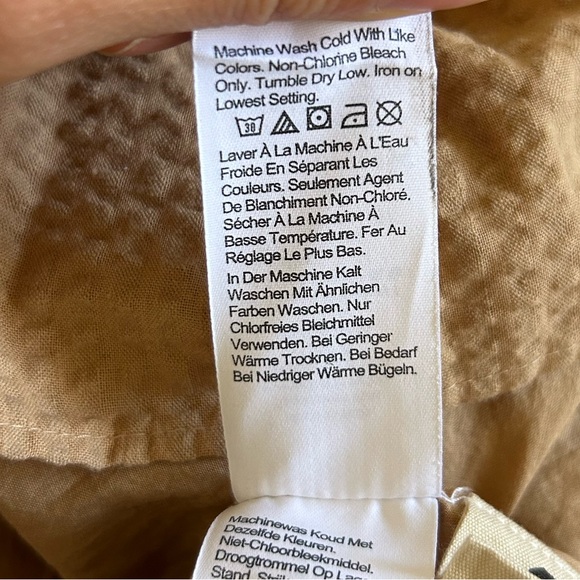 Madewell Seersucker Cut Out Midi Dress with Puff Sleeves in Tan - Picture 10 of 10